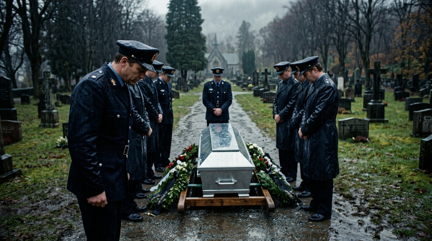 Le cercueil en zinc de l'inconnue d'Isdal, cimetière de Møllendal