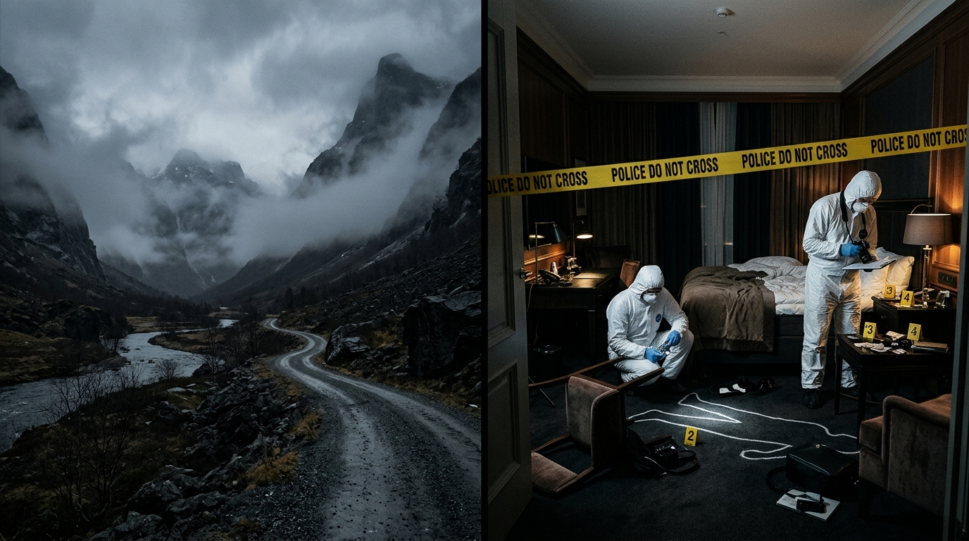 Comparaison entre la scène d'Isdalen et la chambre 2805 du Plaza d'Oslo