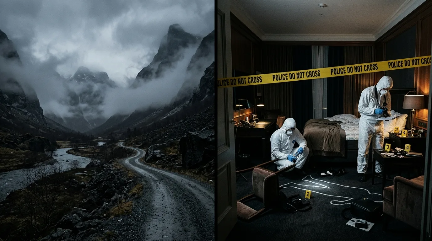 Comparaison entre la scène d'Isdalen et la chambre 2805 du Plaza d'Oslo