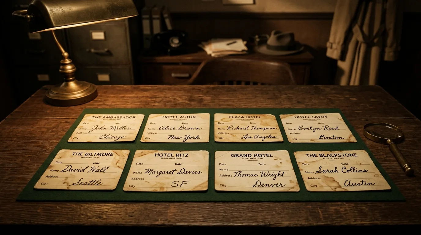 Reproduction des huit signatures sur les registres d'hôtels